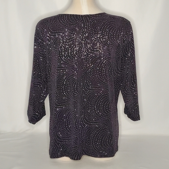 Tradition Black With Lilac & Grey Glitter Top - Picture 5 of 7